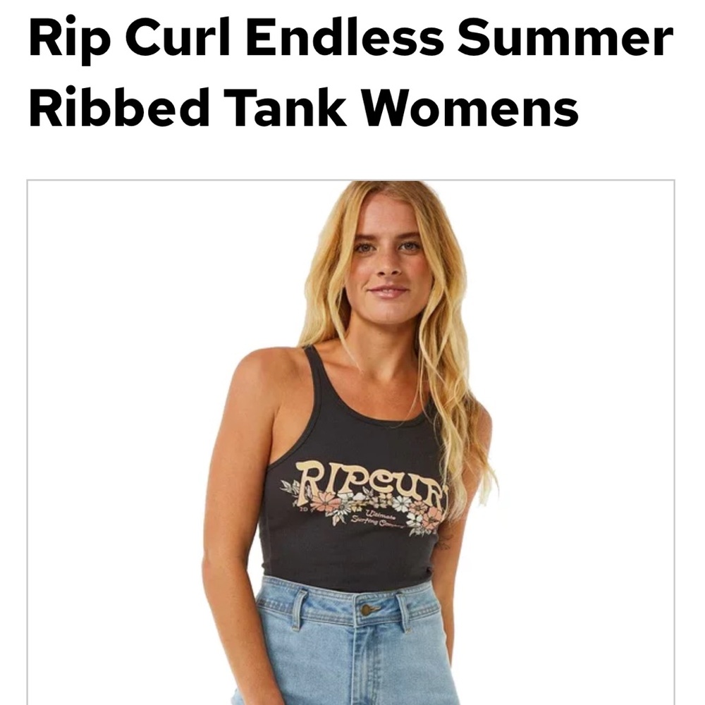 Rip Curl Black Ribbed Tank Top for Women